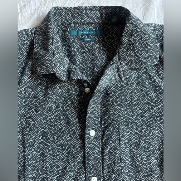 Perry Ellis Men's Blue Gray Patterned Button Up Shirt Size Large Slim Fit - Picture 3 of 12